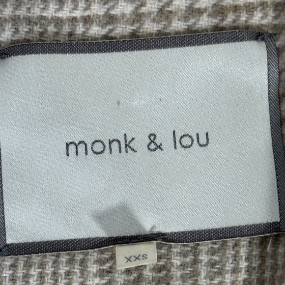 🧥 Monk & Lou Plaid Shacket Wool Blend Coat Women's XXS Beige Houndstooth Snap - Picture 4 of 8